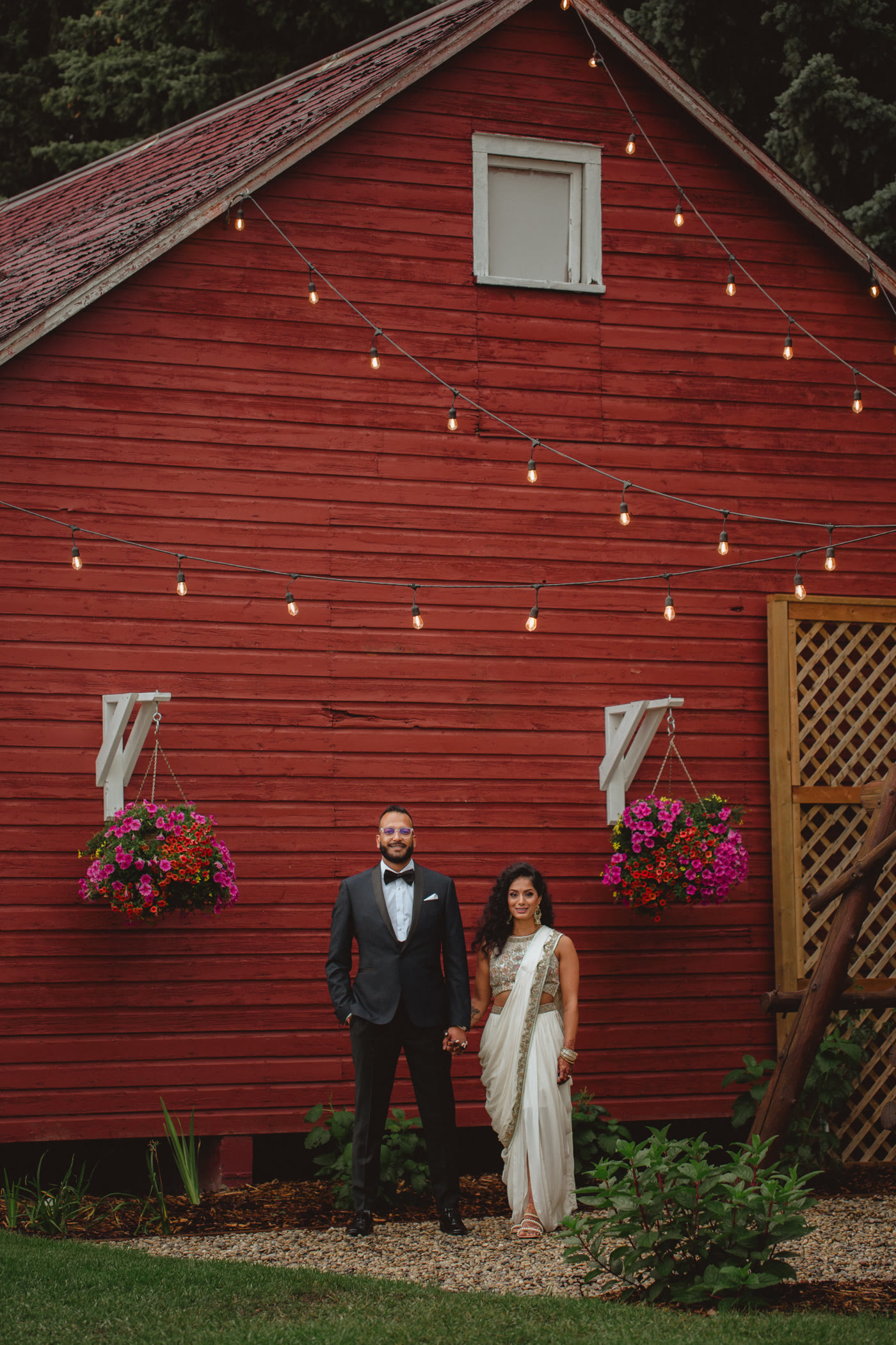 Indian wedding photography Edmonton — barn couple portrait