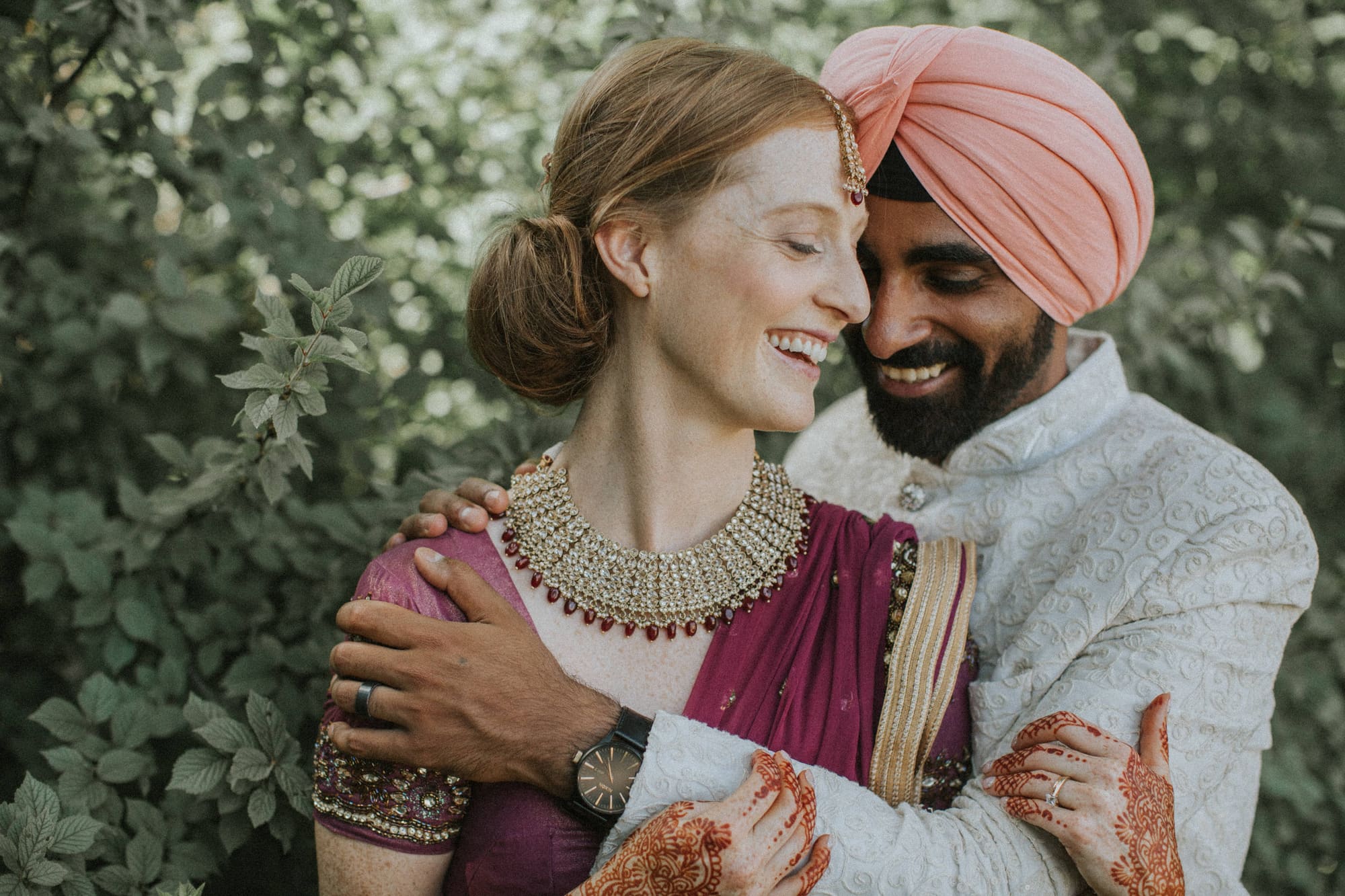 Indian wedding photography Edmonton — dupatta draping moment